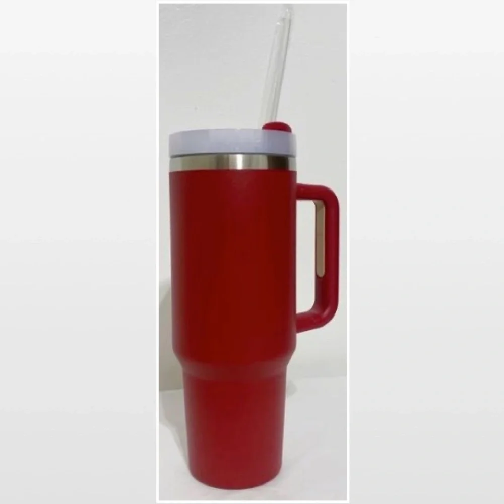 New Tumbler POSHBABE 40oz Red White Large Travel Mug Thermos Cup Swag